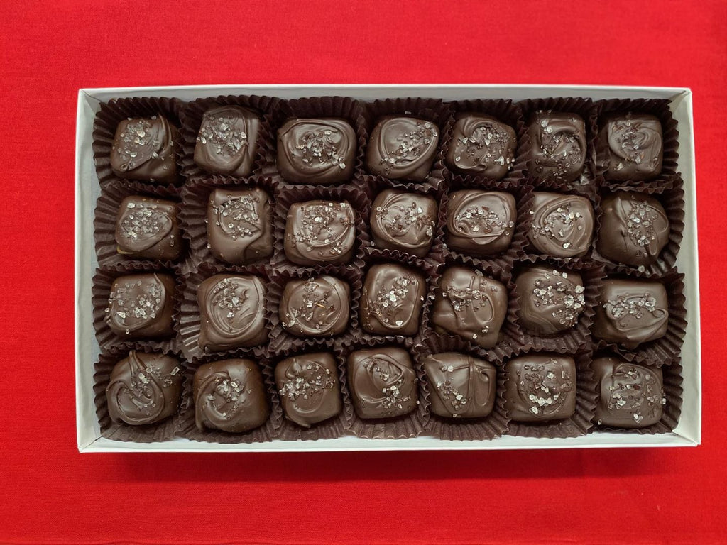 Dark Chocolate Covered Caramels with Sea Salt - 1 Pound