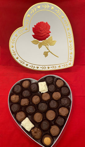 1 Pound Heart Box "White w/ embossed rose"